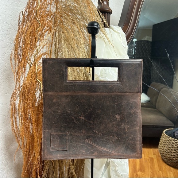Vintage Handbags - Penthesilea Vintage Genuine Leather square handbag deep brown boxy